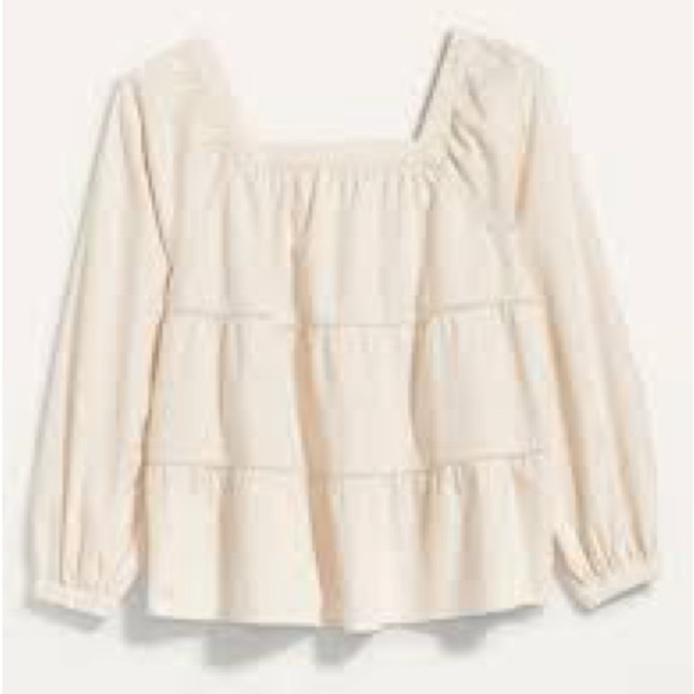 Square Neck Tiered Swing Top in a Neutral Off White from Old Navy